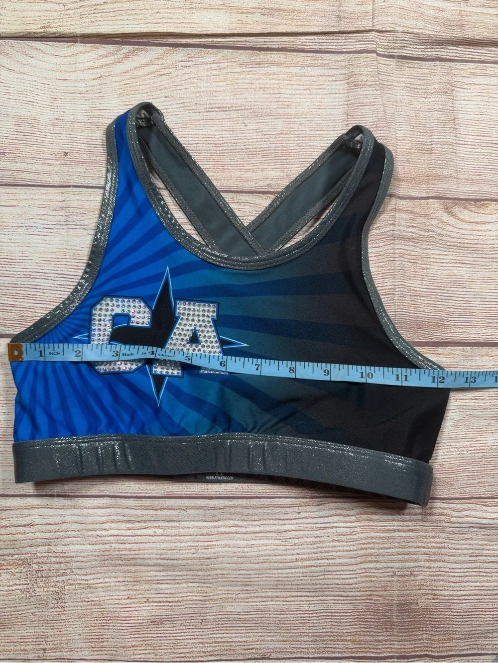 Rebel Athletic CA Blue & Black Sports‎ Bra Dance Top